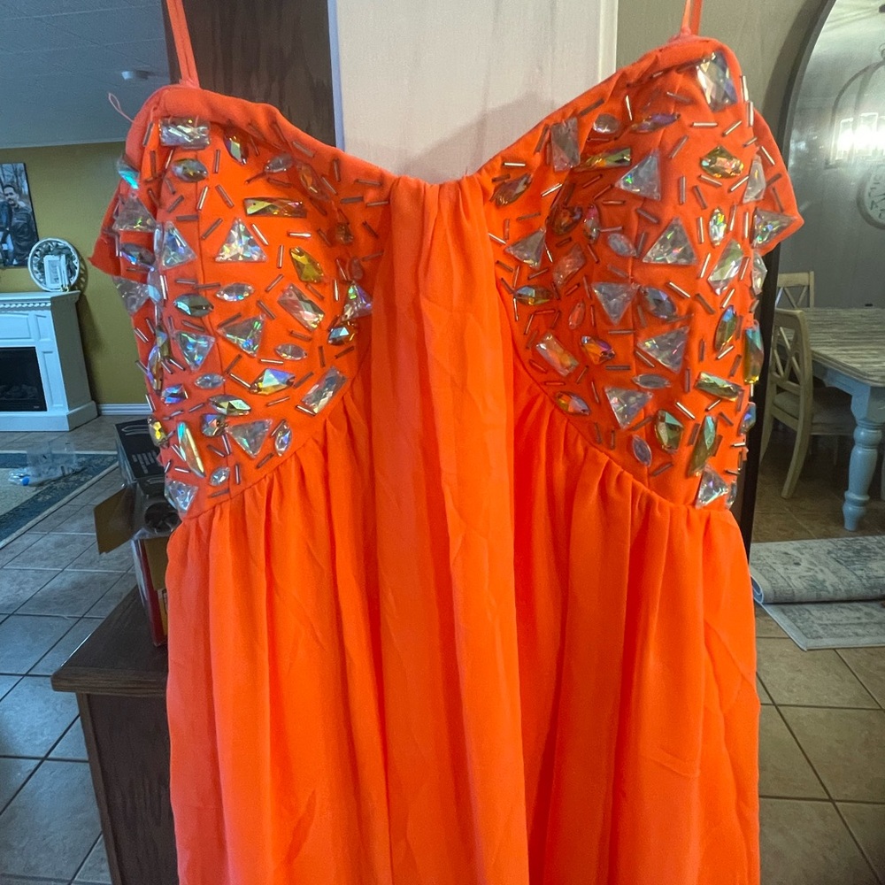 Morgan & Co. Vibrant Orange Dress with Silver Accents